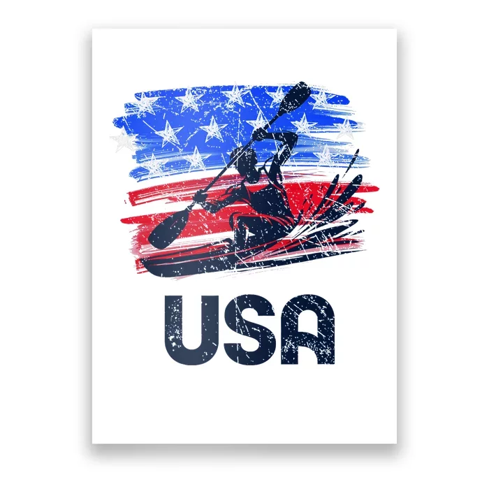 Canoe Slalom Usa Flag Patriotic Kayak Sprint Design Poster