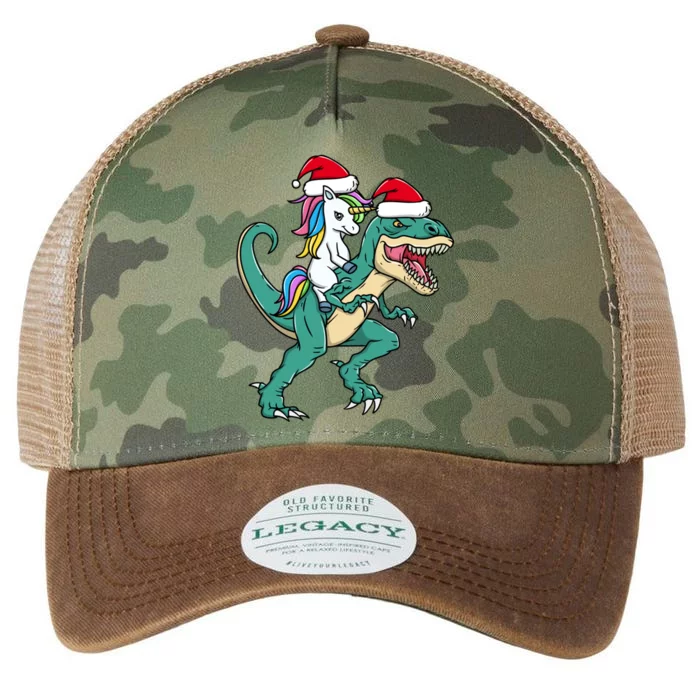 Cute Santa Unicorn Riding Trex Christmas Dinosaur Dino Great Gift Legacy Tie Dye Trucker Hat