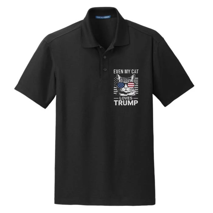 Cat Sunglasses Usa Flag Even My Cat Loves Trump Dry Zone Grid Performance Polo