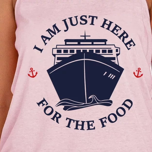 Cruising Ship Vacation Funny Family Just Here For The Food Gift Women's Knotted Racerback Tank