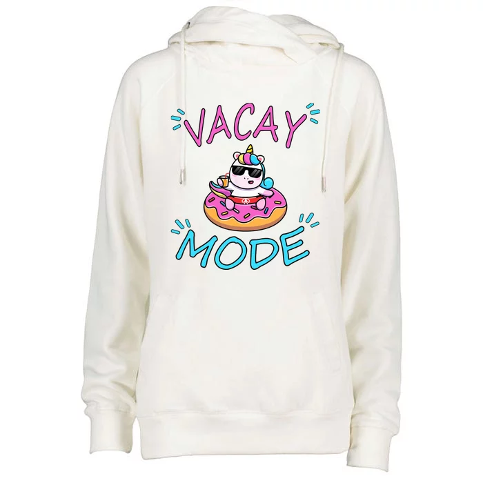 Cute Summer Vacay Mode Beach Mode Unicorn Cruise Womens Funnel Neck Pullover Hood