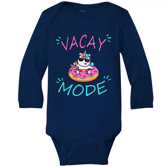 Cute Summer Vacay Mode Beach Mode Unicorn Cruise Baby Long Sleeve Bodysuit