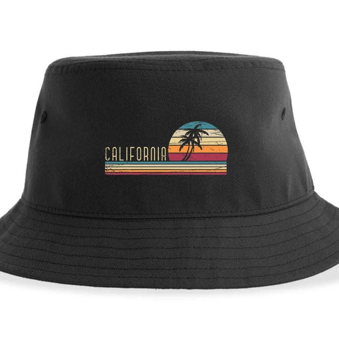 Cali Summer Vacation Ca Palm Trees Usa Retro California Sustainable Bucket Hat