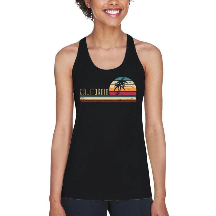 Cali Summer Vacation Ca Palm Trees Usa Retro California Women's Racerback Tank