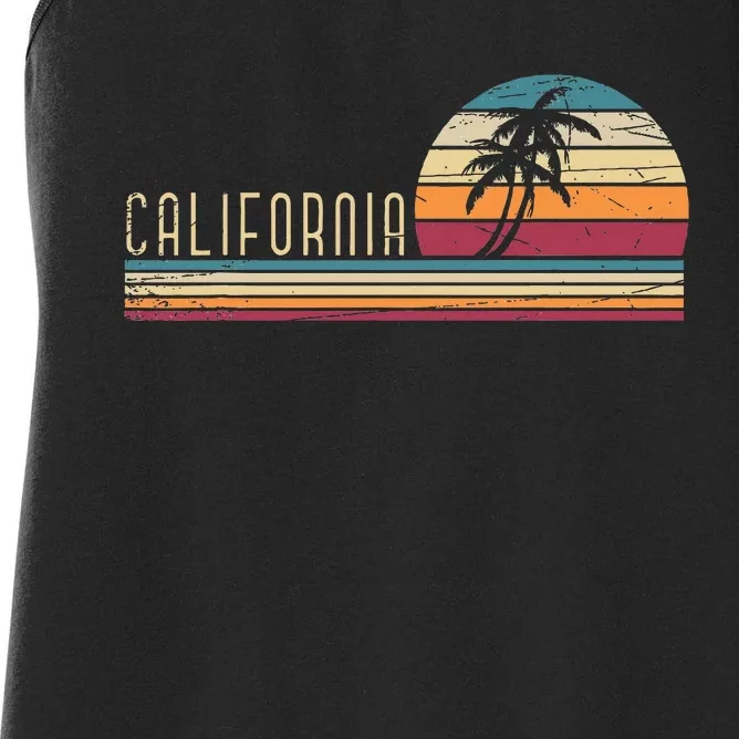 Cali Summer Vacation Ca Palm Trees Usa Retro California Women's Racerback Tank