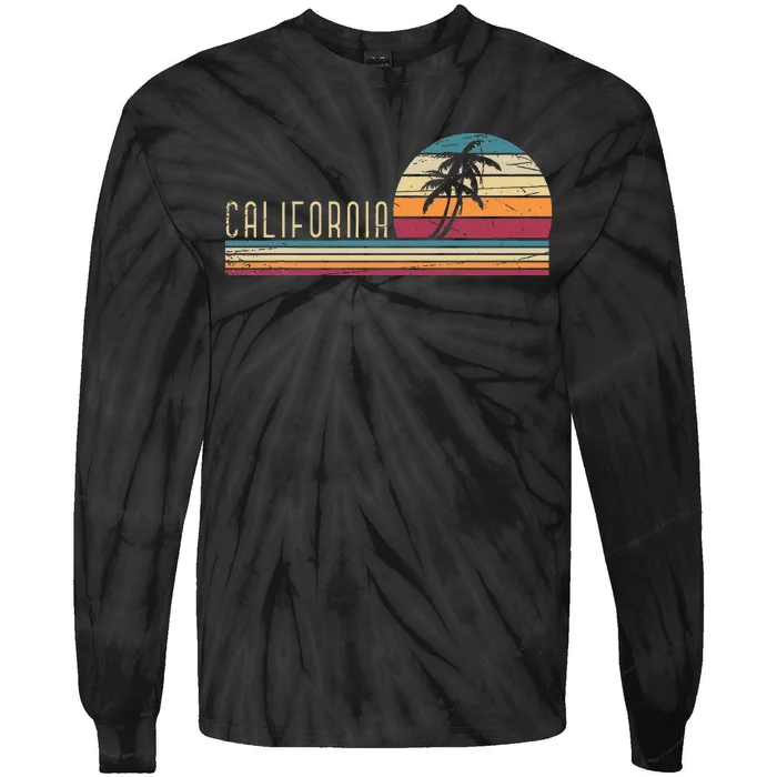 Cali Summer Vacation Ca Palm Trees Usa Retro California Tie-Dye Long Sleeve Shirt