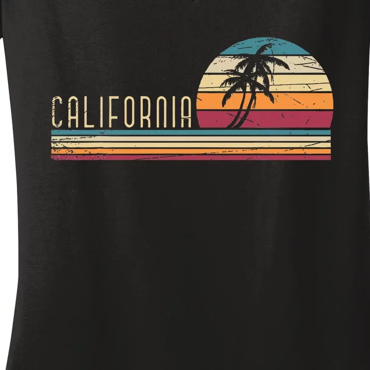 Cali Summer Vacation Ca Palm Trees Usa Retro California Women's V-Neck T-Shirt