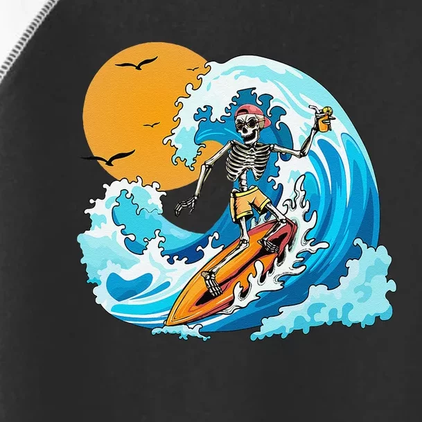 Cool Summer Vacation Skeleton Surfing Hawaii Hawaiian Toddler Fine Jersey T-Shirt