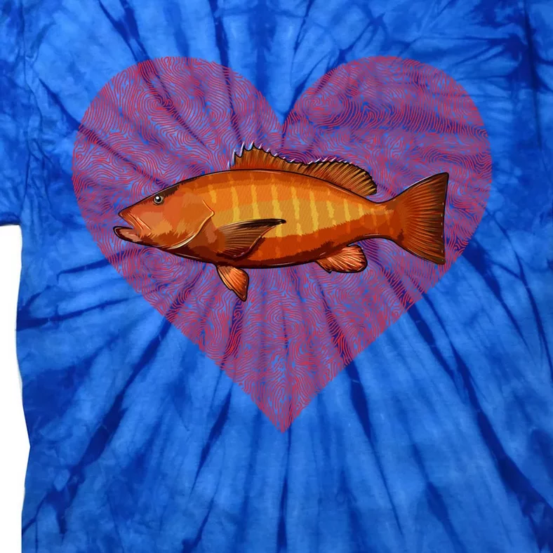 Cubera Snapper Valentines Day Fish Love Fingerprint Gift Tie-Dye T-Shirt