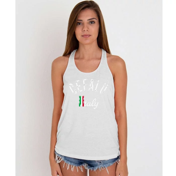 Cefalù Sicily Vacation Souvenir Retro Cefalù Women's Knotted Racerback Tank