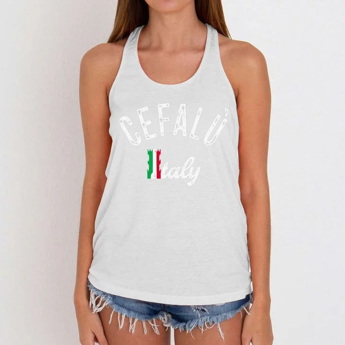 Cefalù Sicily Vacation Souvenir Retro Cefalù Women's Knotted Racerback Tank