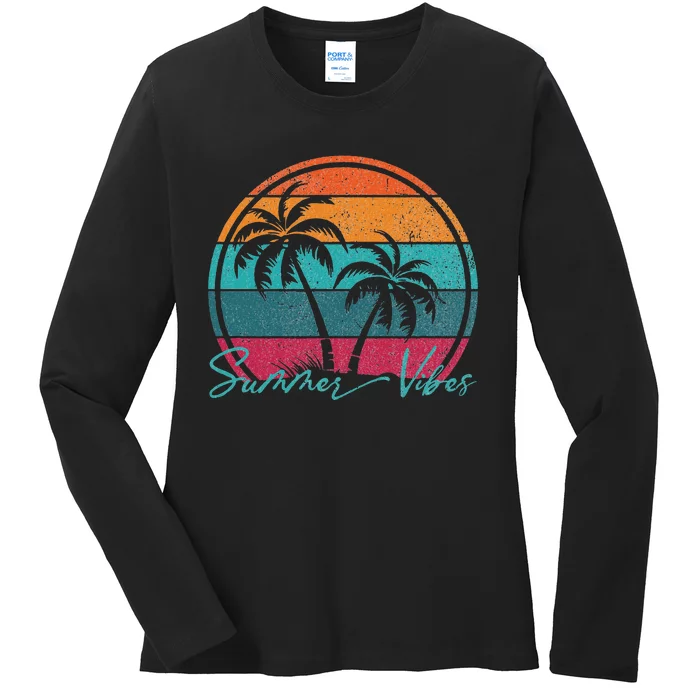 Cute Summer Vibes Sunshine Happiness Ladies Long Sleeve Shirt