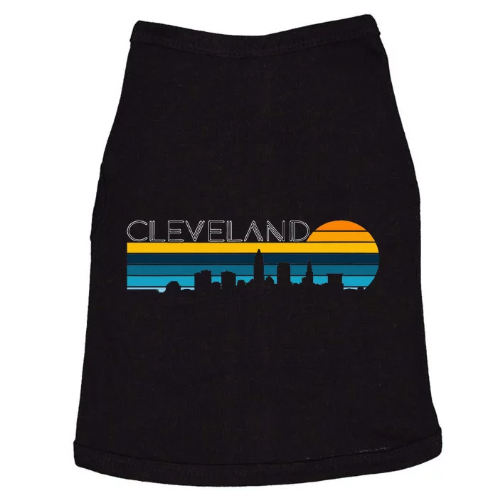 Cleveland Skyline Vintage Retro Sunset Cleveland Cityscape Doggie Tank