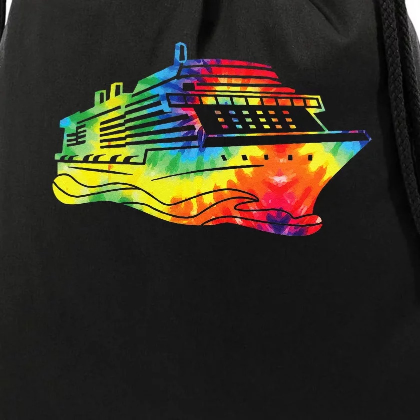 Cruise Ship Vacation Tie Dye 80s 90s Retro Drawstring Bag