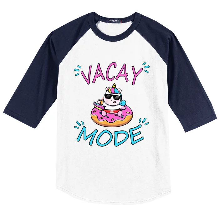 Cute Summer Vacay Mode Beach Mode Unicorn Cruise Baseball Sleeve Shirt