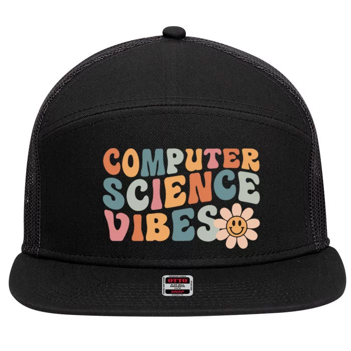 Computer Science Vibes IT Computer Science Teacher Student 7 Panel Mesh Trucker Snapback Hat