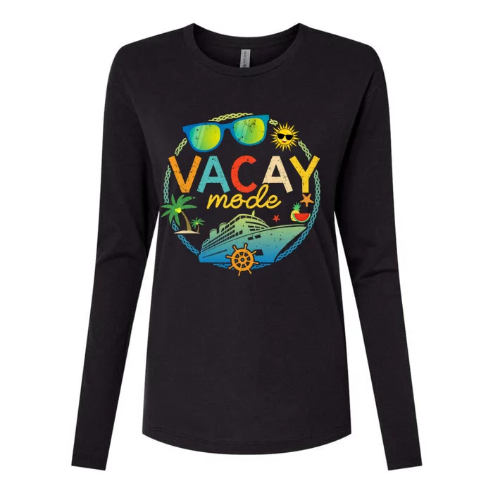 Cruise Ship Vacation Trip Family Matching Vacay Mode Gift Womens Cotton Relaxed Long Sleeve T-Shirt