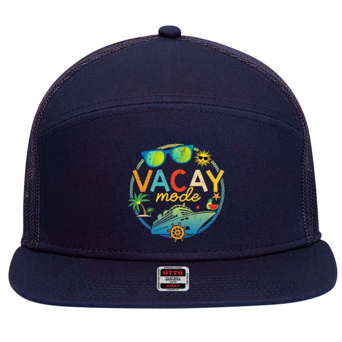 Cruise Ship Vacation Trip Family Matching Vacay Mode Gift 7 Panel Mesh Trucker Snapback Hat