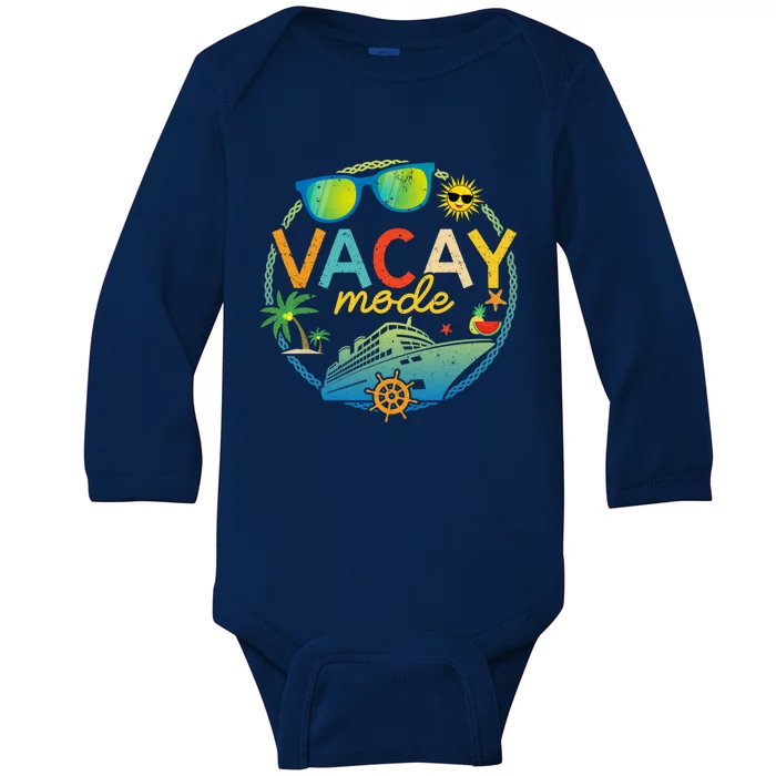 Cruise Ship Vacation Trip Family Matching Vacay Mode Gift Baby Long Sleeve Bodysuit