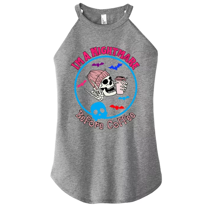 Cute Spooky Vibes Skeleton Coffee Halloween Moms Great Gift Women’s Perfect Tri Rocker Tank