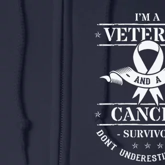 Cancer Survivor Veteran Chemotherapy Warrior Full Zip Hoodie