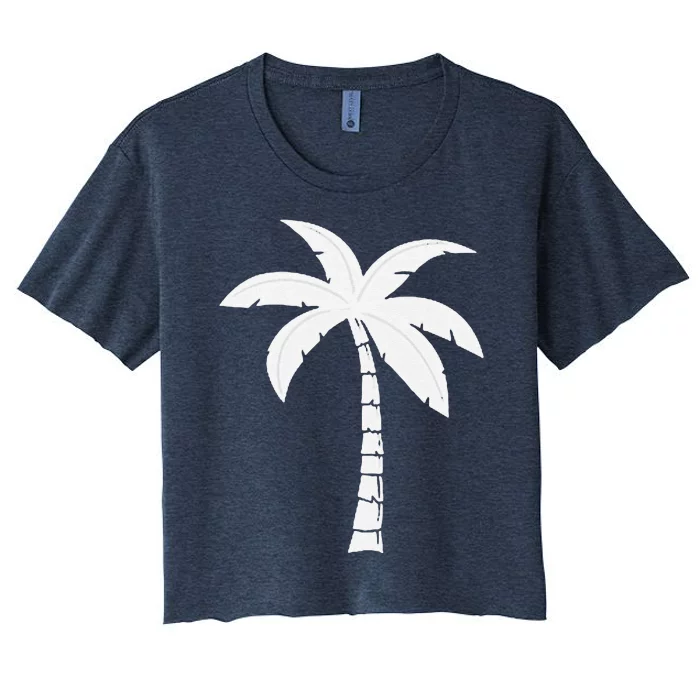 Cool Summer Vacation Beach Palm Tree Women's Crop Top Tee