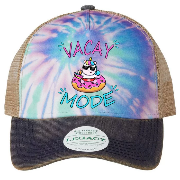 Cute Summer Vacay Mode Beach Mode Unicorn Cruise Legacy Tie Dye Trucker Hat