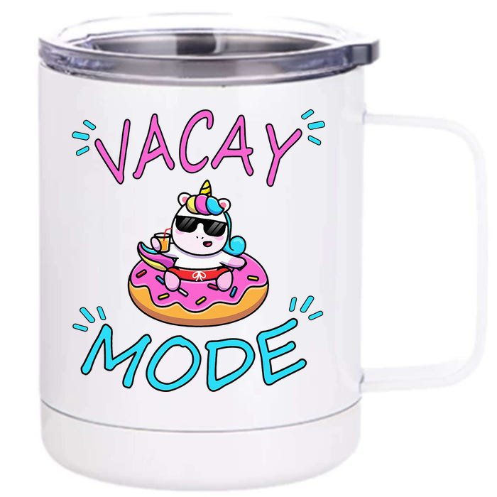 Cute Summer Vacay Mode Beach Mode Unicorn Cruise Front & Back 12oz Stainless Steel Tumbler Cup