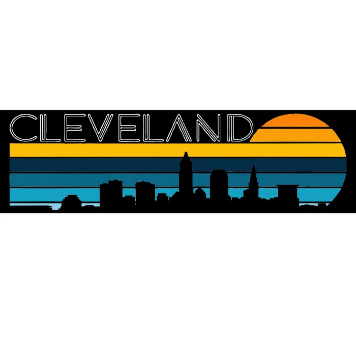 Cleveland Skyline Vintage Retro Sunset Cleveland Cityscape Bumper Sticker