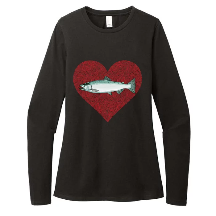 Chinook Salmon Valentines Day Fish Love Fingerprint Gift Womens CVC Long Sleeve Shirt