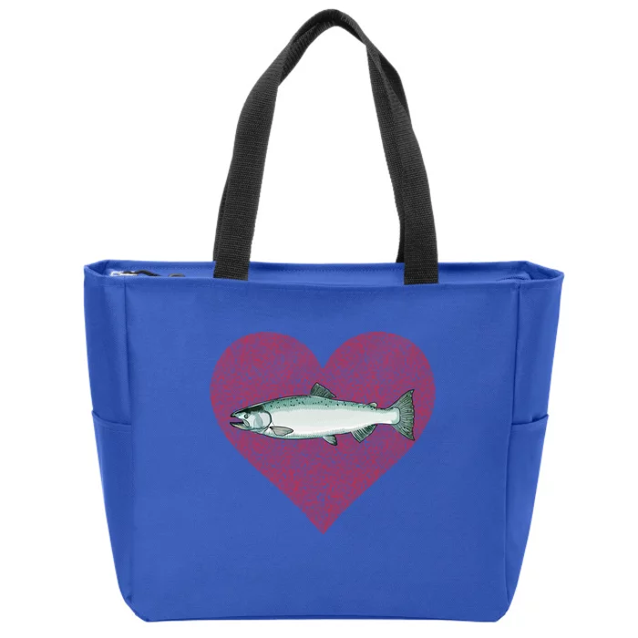 Chinook Salmon Valentines Day Fish Love Fingerprint Gift Zip Tote Bag