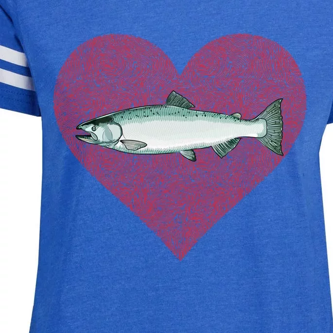 Chinook Salmon Valentines Day Fish Love Fingerprint Gift Enza Ladies Jersey Football T-Shirt