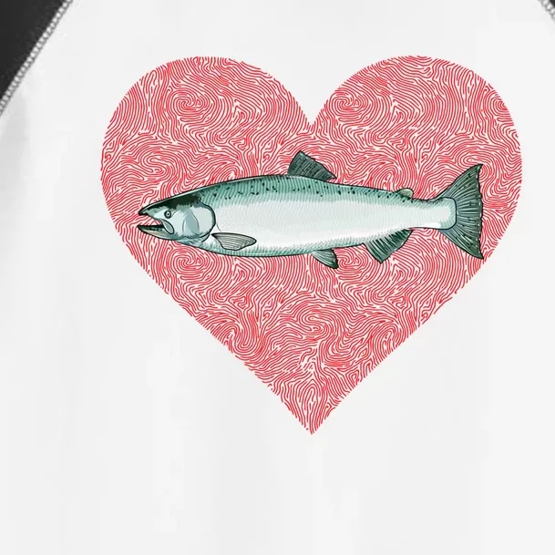 Chinook Salmon Valentines Day Fish Love Fingerprint Gift Toddler Fine Jersey T-Shirt