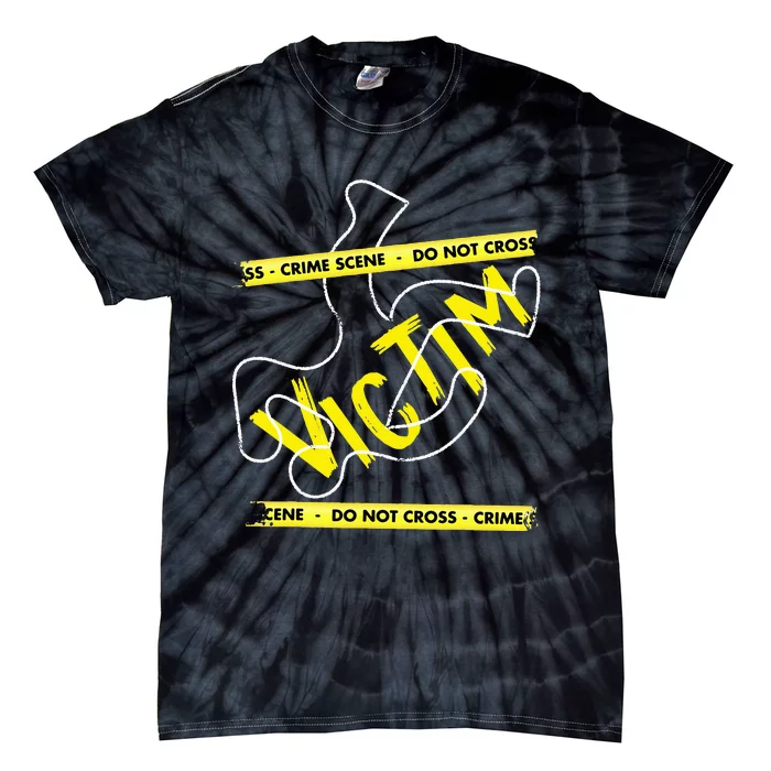 Crime Scene Victim Murder Mystery Dinner Chalk Outline Tie-Dye T-Shirt