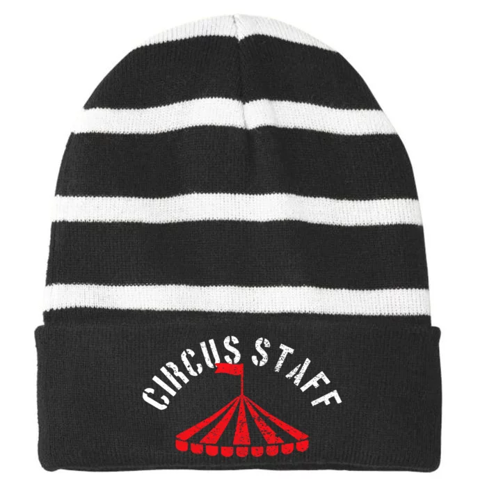 Circus Staff Vintage Birthday Theme Gift Striped Beanie with Solid Band