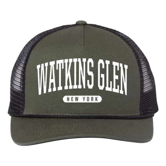 College Style Watkins Glen New York Souvenir Gift Retro Rope Trucker Hat Cap