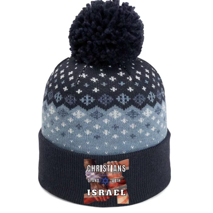 Christians Stand With Israel Amercan Flag Patriotic The Baniff Cuffed Pom Beanie