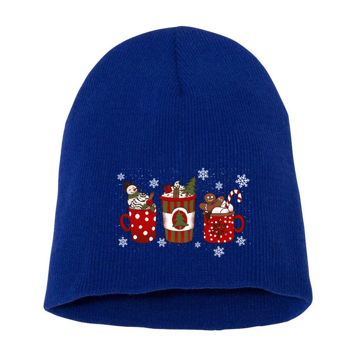 Cozy Snowy Winter Coffee Christmas Funny Gift For Coffee Lovers Cute Gift Short Acrylic Beanie