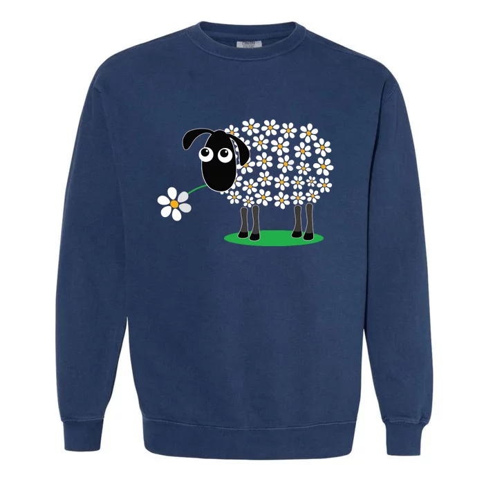 Cute Sheepp With Flower Wool Gift For Girl Women Tee Garment-Dyed Sweatshirt