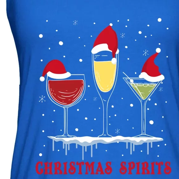 Christmas Spirits Wine Bubbly Martinis Gift Ladies Essential Flowy Tank