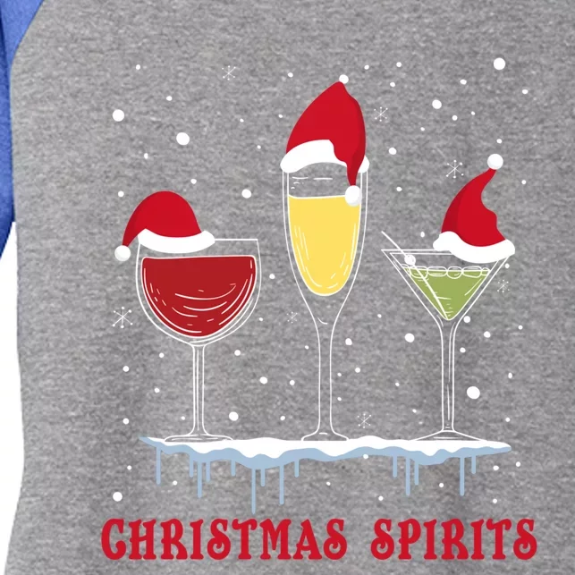 Christmas Spirits Wine Bubbly Martinis Gift Women's Tri-Blend 3/4-Sleeve Raglan Shirt