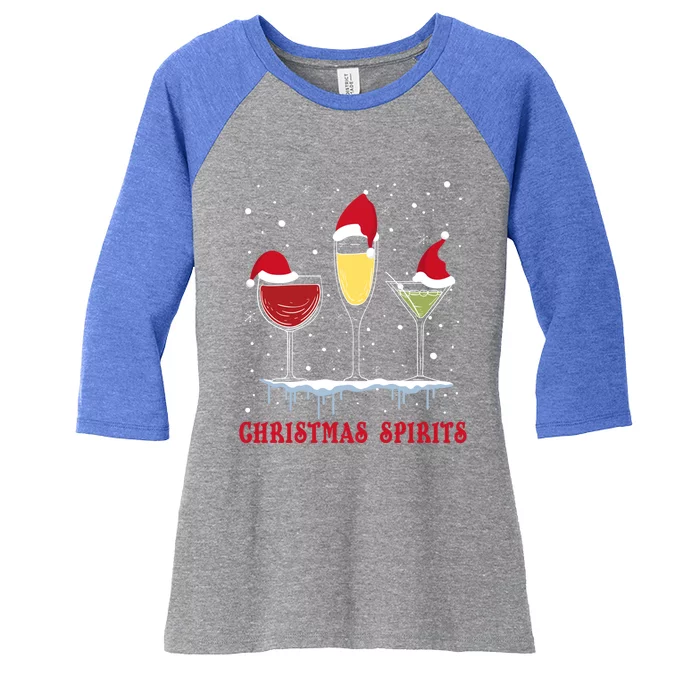 Christmas Spirits Wine Bubbly Martinis Gift Women's Tri-Blend 3/4-Sleeve Raglan Shirt