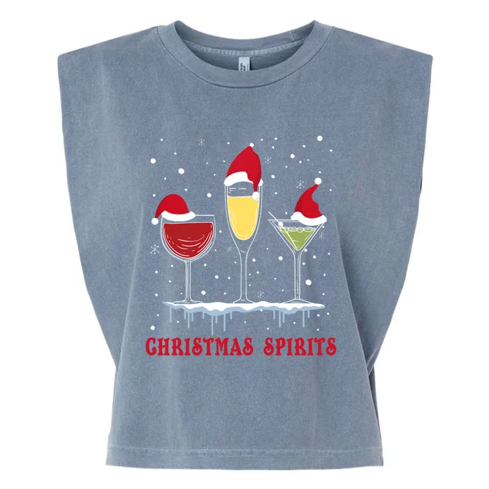 Christmas Spirits Wine Bubbly Martinis Gift Garment-Dyed Women's Muscle Tee