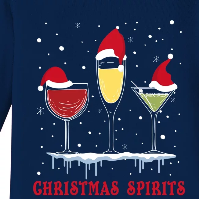 Christmas Spirits Wine Bubbly Martinis Gift Baby Long Sleeve Bodysuit