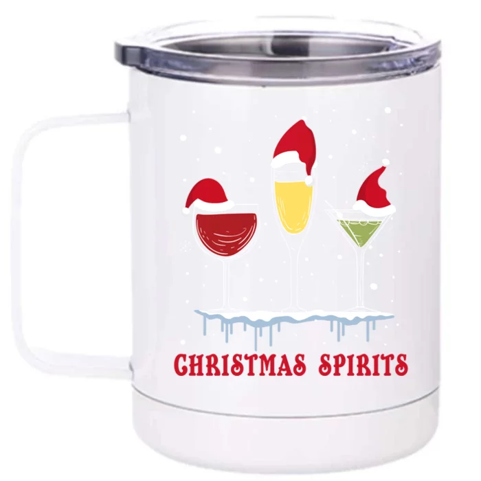 Christmas Spirits Wine Bubbly Martinis Gift Front & Back 12oz Stainless Steel Tumbler Cup