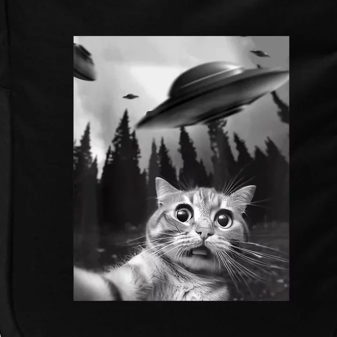 Cat Selfie With Alien UFO Funny Cat Lovers Spaceship Gift Impact Tech Backpack