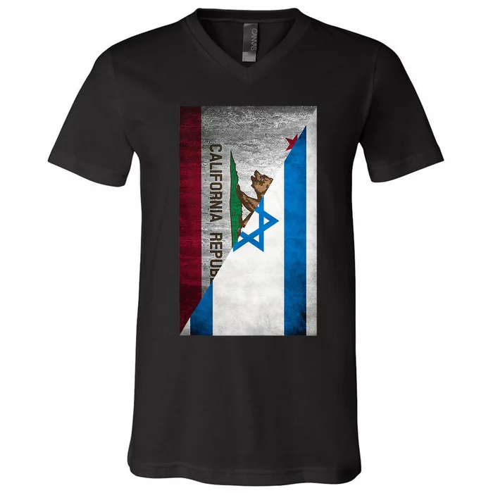 California Stands With Israeli Flag California Flag V-Neck T-Shirt