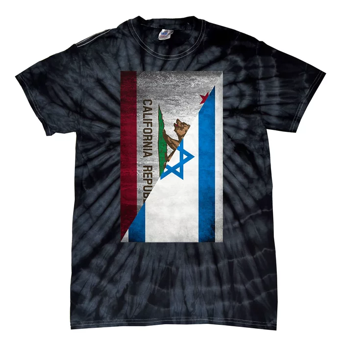 California Stands With Israeli Flag California Flag Tie-Dye T-Shirt