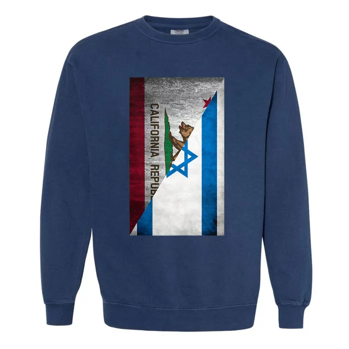 California Stands With Israeli Flag California Flag Garment-Dyed Sweatshirt