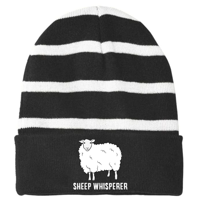 Cute Sheep Whisperer Farmer Sheep Farmer Love Sheep Striped Beanie with Solid Band